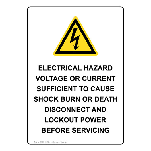 Portrait Electrical Hazard Voltage Sign With Symbol NHEP-30270