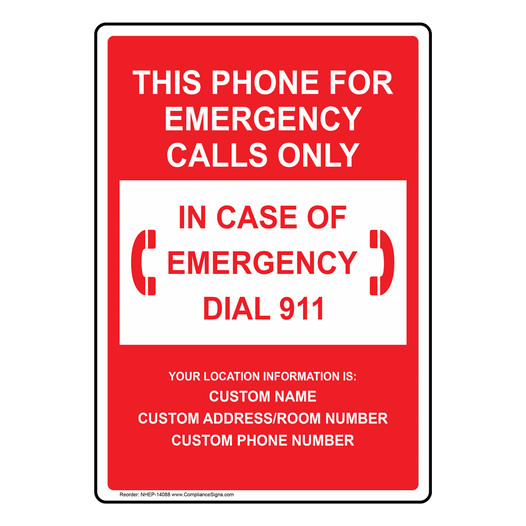 Portrait This Phone For Emergency Sign With Symbol NHEP-14088