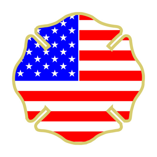 White Reflective American Flag On Maltese Cross Novelty Label/Sticker