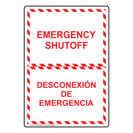 Emergency Shutoff Bilingual Sign NHB-9456