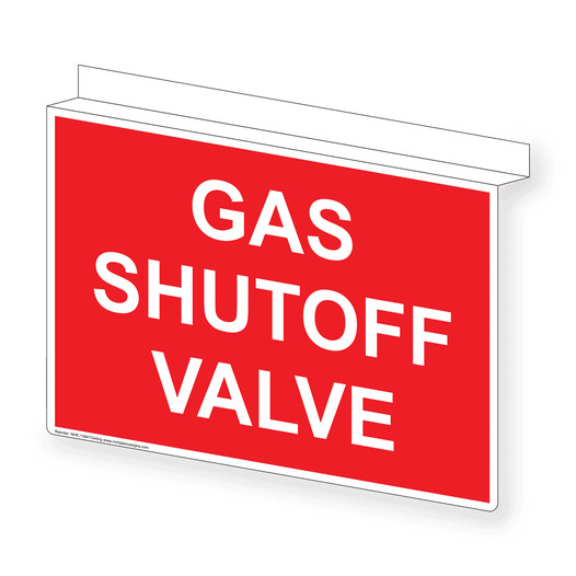 Red Ceiling-Mount GAS SHUTOFF VALVE Sign NHE-13841Ceiling