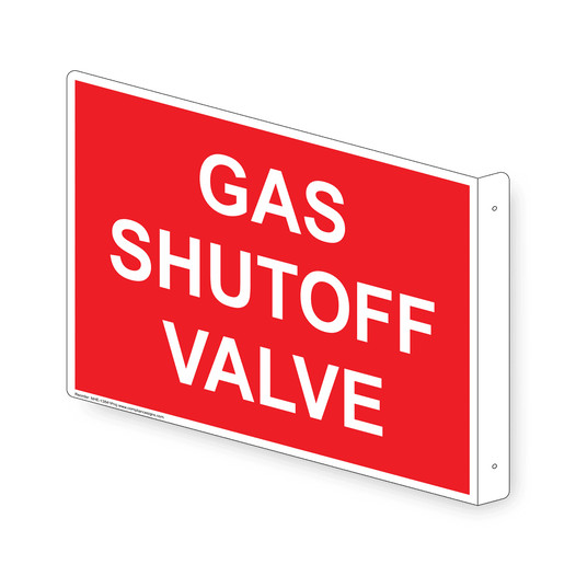 Projection-Mount Red GAS SHUTOFF VALVE Sign NHE-13841Proj