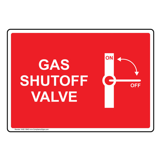 Gas Shutoff Valve Sign With Symbol NHE-13843