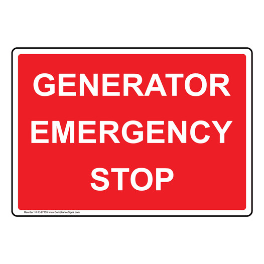 Generator Emergency Stop Sign NHE-27135