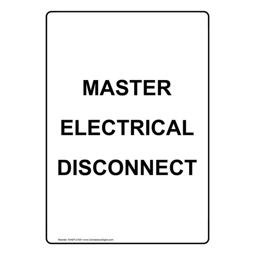 Portrait Master Electrical Disconnect Sign NHEP-27041