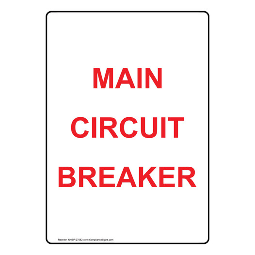 Portrait Main Circuit Breaker Sign NHEP-27082