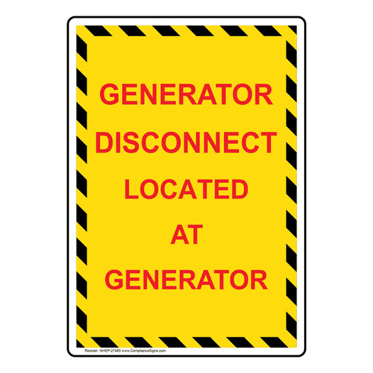 Portrait Generator Disconnect Located At Generator Sign NHEP-27485