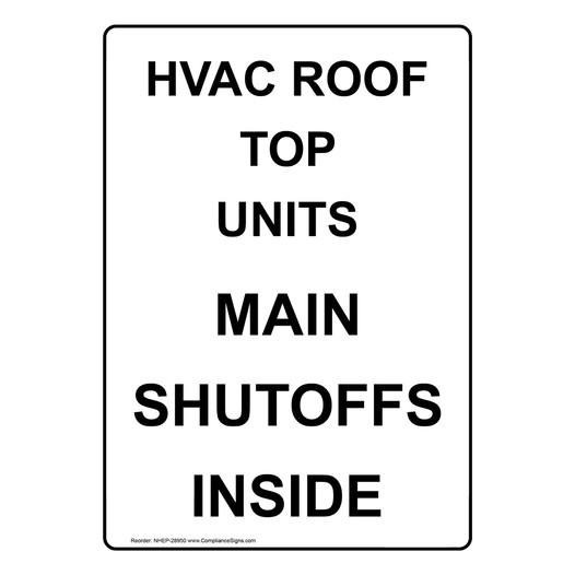 Portrait Hvac Roof Top Units Main Shutoffs Inside Sign NHEP-28950
