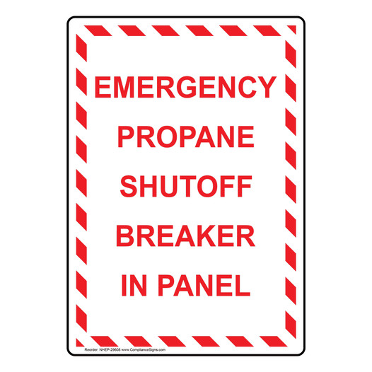 Portrait Emergency Propane Shutoff Breaker In Panel Sign NHEP-29608