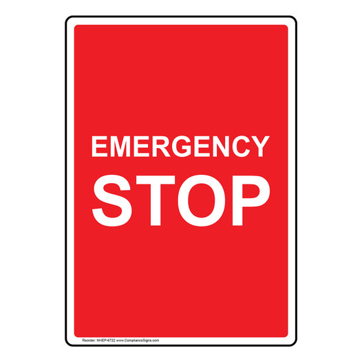Portrait Emergency Stop Sign NHEP-6722