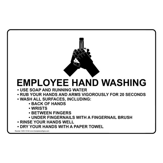 Employee Hand Washing Sign NHE-13144 Employee Wash Hands