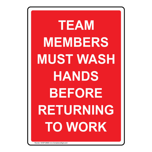 Portrait Team Members Must Wash Hands Before Sign NHEP-26669