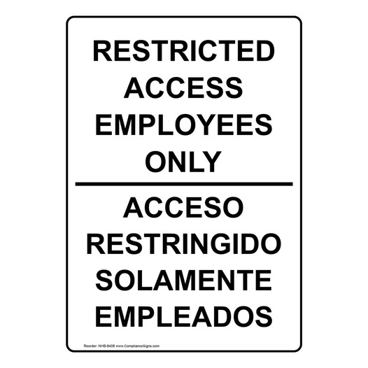 Restricted Access Employees Only Bilingual Sign NHB-8408