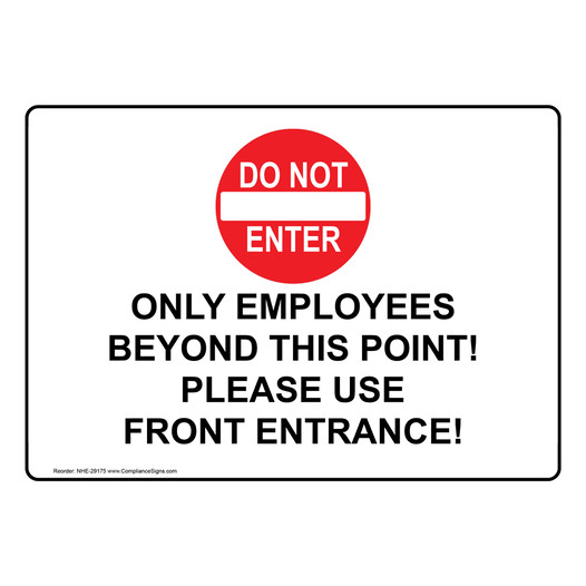 Only Employees Beyond This Point! Sign With Symbol NHE-29175