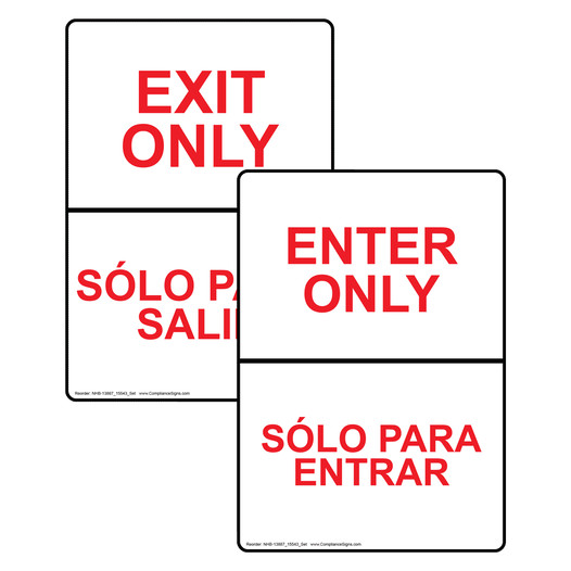 Enter Only Exit Only Bilingual Sign Set NHB-13887_15543_Set