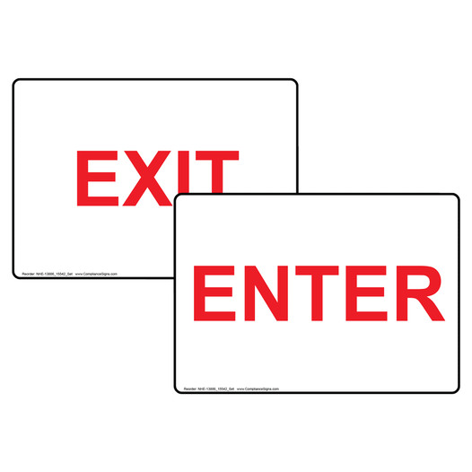 White ENTER EXIT Sign Set NHE-13886_15542_Set