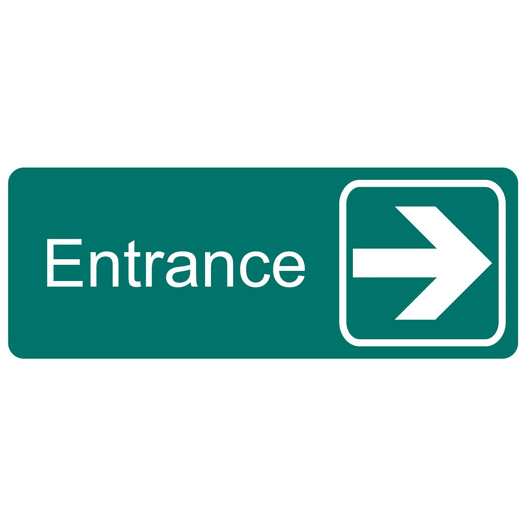 Green Engraved Entrance (Right) Sign with Symbol EGRE-325-SYM_White_on_Green