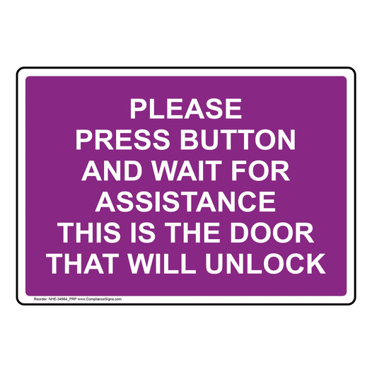 Please Press Button And Wait For Assistance Sign NHE-34984_PRP
