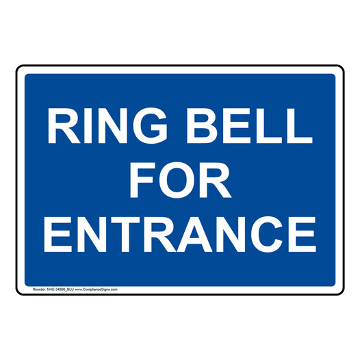 Ring Bell For Entrance Sign NHE-34990_BLU