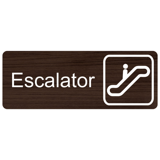 Kona Engraved Escalator Sign with Symbol EGRE-330-SYM_White_on_Kona