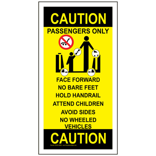 Caution Face Forward No Bare Feet Hold Handrail Escalator Sign ESCE-39460