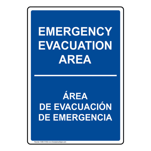 Emergency Evacuation Area Bilingual Sign NHB-13192