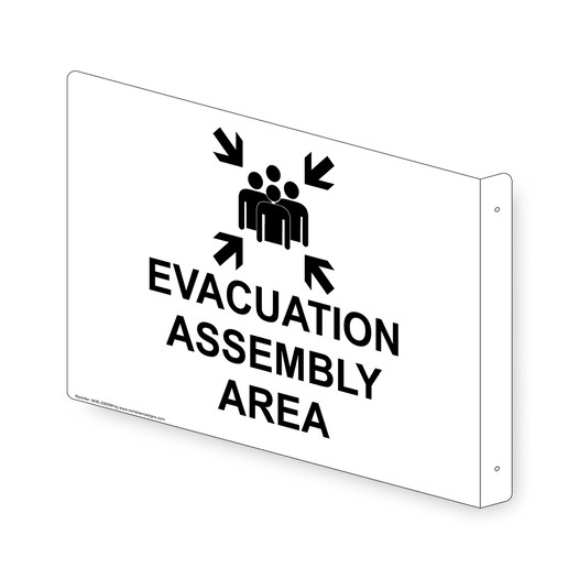Projection-Mount EVACUATION ASSEMBLY AREA Sign With Symbol NHE-25659Proj