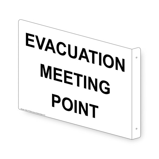 Projection-Mount White EVACUATION MEETING POINT Sign NHE-27793Proj