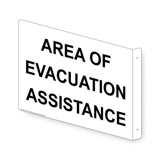 Projection-Mount White AREA OF EVACUATION ASSISTANCE Sign NHE-27794Proj
