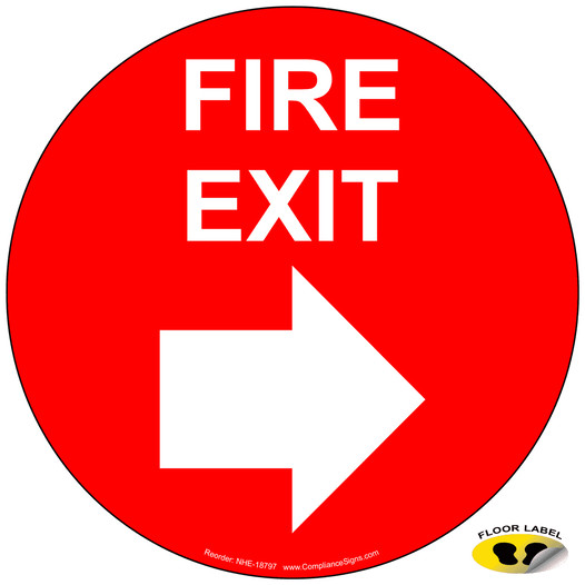 Fire Exit With Right Arrow Floor Label