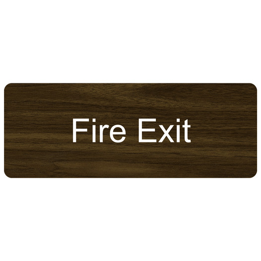 Walnut Engraved Fire Exit Sign EGRE-340_White_on_Walnut