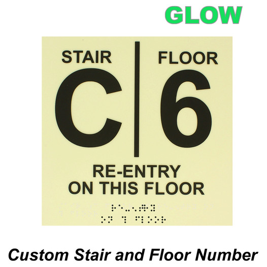 Stair Floor Custom Re-Entry On This Floor Braille Sign NHE-18663