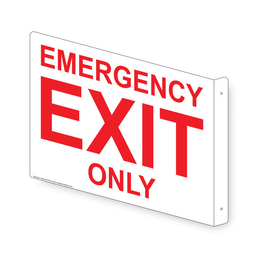 Projection-Mount White EMERGENCY EXIT ONLY Sign