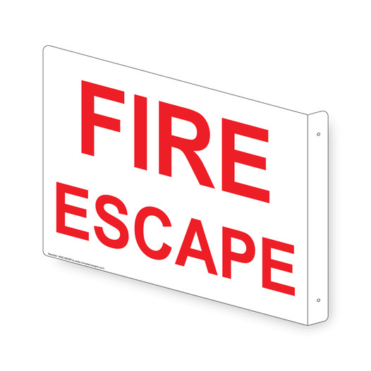 Projection-Mount White FIRE ESCAPE Sign NHE-6800Proj