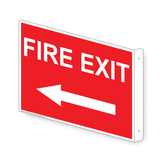 Projection-Mount Red FIRE EXIT (With Outward Arrow) Sign With Symbol NHE-6810Proj