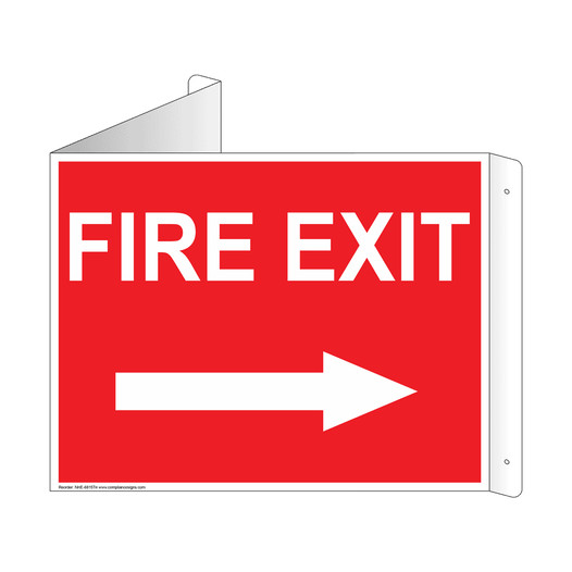 Red Triangle-Mount FIRE EXIT (With Inward Arrow) Sign NHE-6815Tri