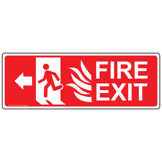 Fire Exit Left Sign NHE-7170 Exit Emergency / Fire