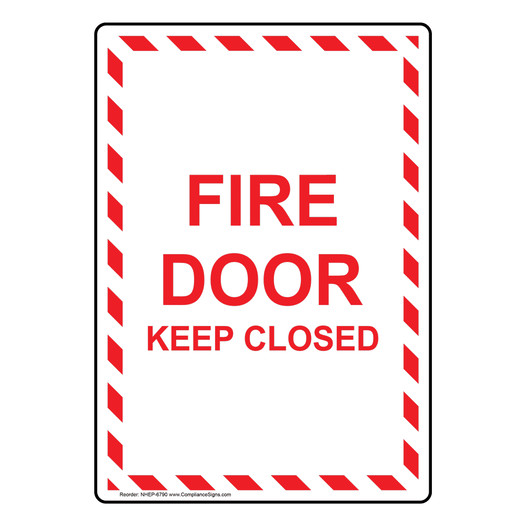 Portrait Fire Door Keep Closed Sign NHEP-6790