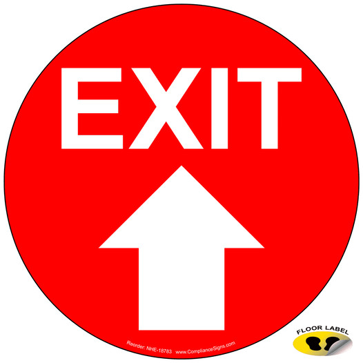 Exit With Up Arrow Floor Label NHE-18783