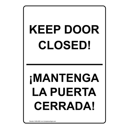 Keep Door Closed Bilingual Sign NHB-4050