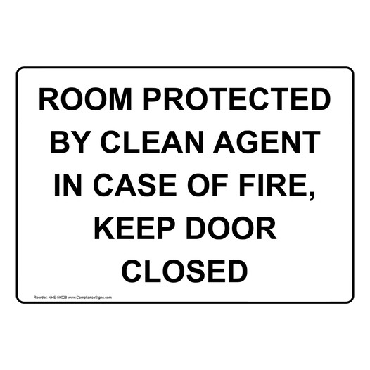 ROOM PROTECTED BY CLEAN AGENT IN CASE OF FIRE Sign NHE-50028