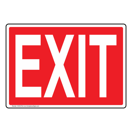 Exit Sign or Label - Glow Red - Varied Sizes - US Made