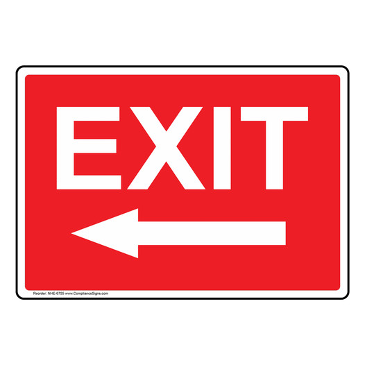 Exit With Left Arrow Sign NHE-6755