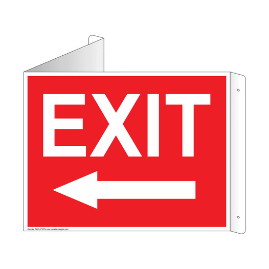Red Triangle-Mount EXIT (With Outward Arrow) Sign NHE-6755Tri