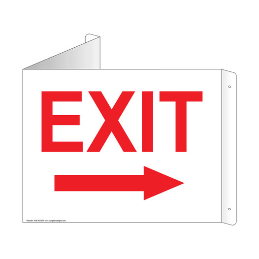 White Triangle-Mount EXIT (With Inward Arrow) Sign NHE-6770Tri