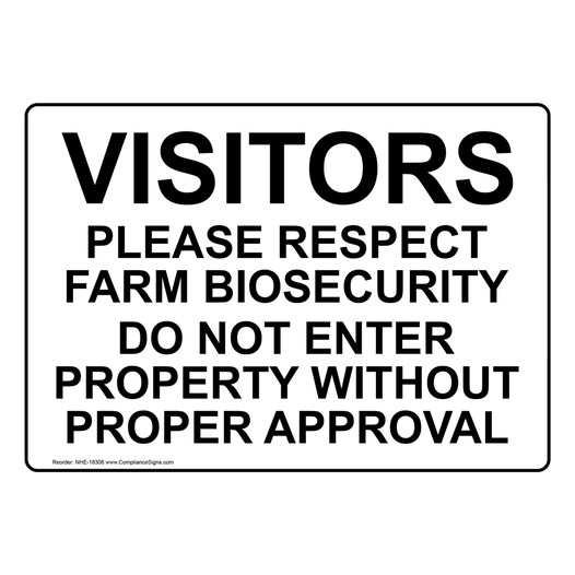 Visitors Respect Farm Biosecurity Sign NHE-18308