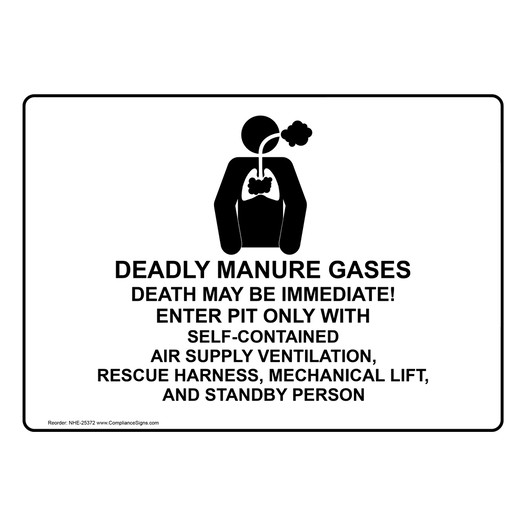 Deadly Manure Gas Hazard Sign for Agricultural NHE-25372