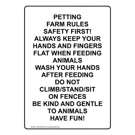 Portrait Petting Farm Rules Safety First! Always Sign NHEP-29185