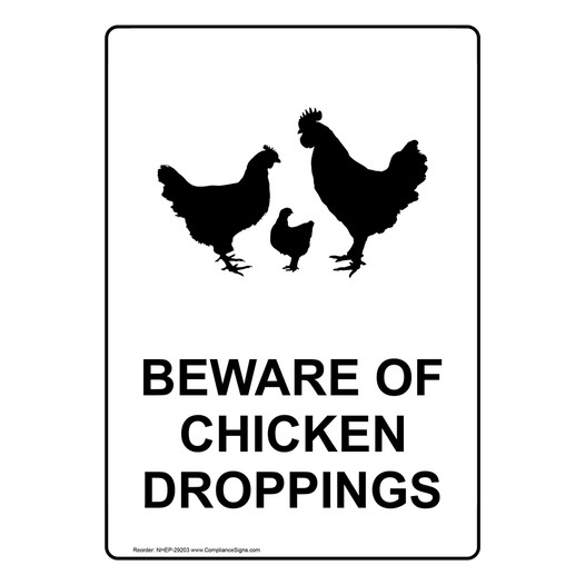 Portrait Beware Of Chicken Droppings Sign With Symbol NHEP-29203