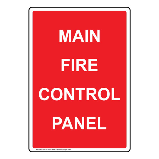 Portrait Main Fire Control Panel Sign NHEP-27108